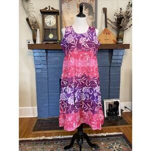 NEW La Cera Women’s S Garden Floral Patio Tank Dress 100% Cotton Midi Boho Comfy